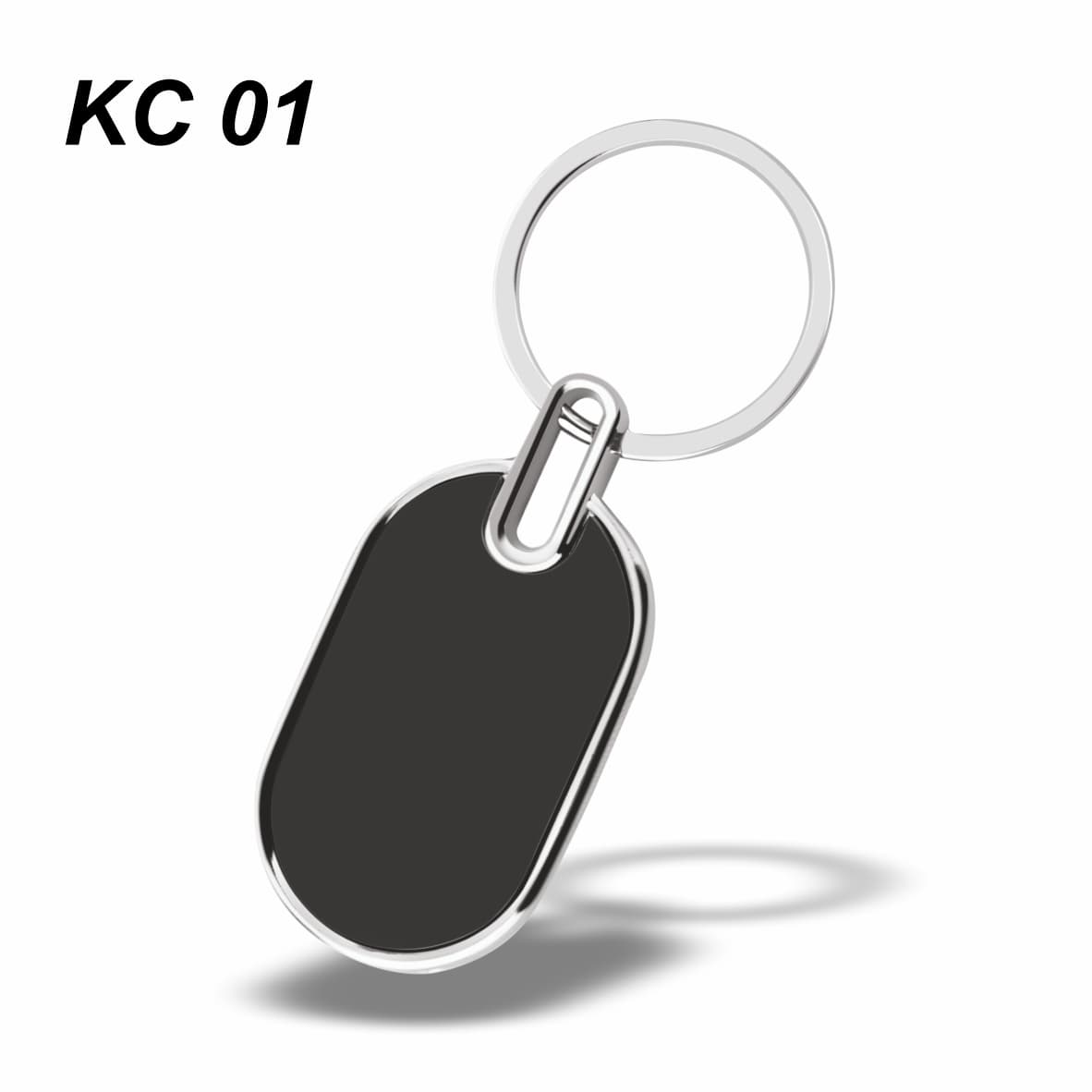 Rectangular Metal Keyring (Black Insert) – custom branded key ring