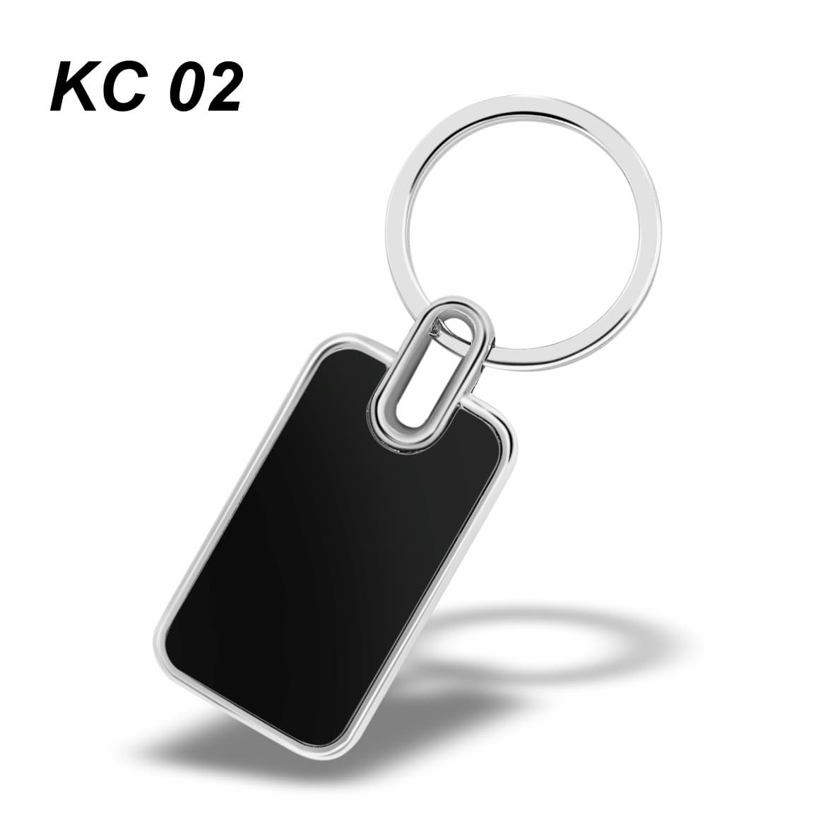 Rectangular Metal Keyring (Black Gloss) – custom branded key ring