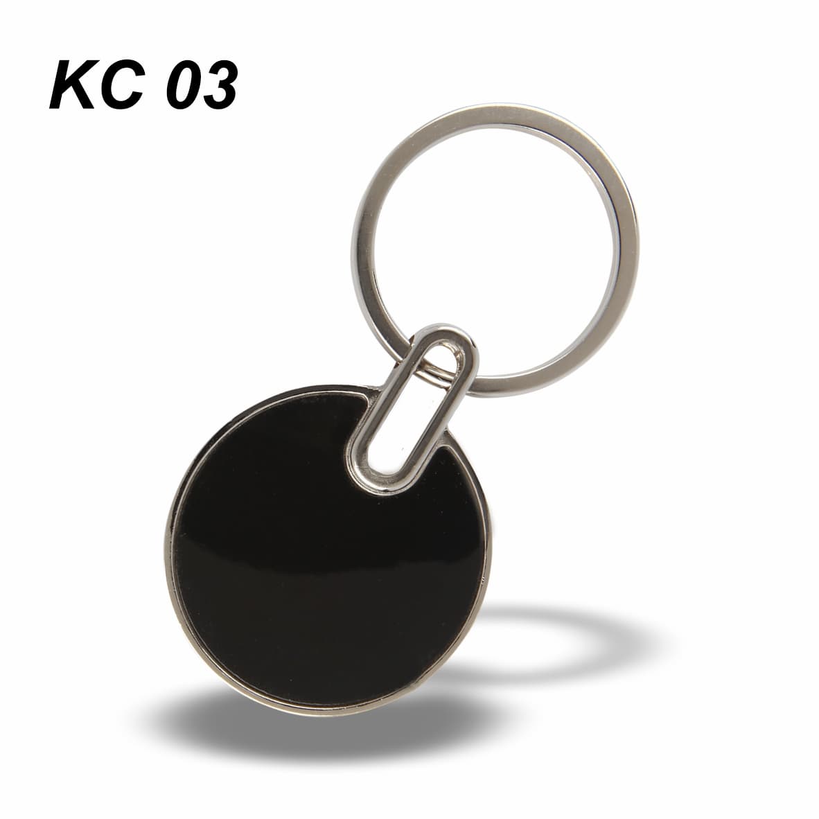 Round Metal Keyring (Black Disc) – custom branded key ring