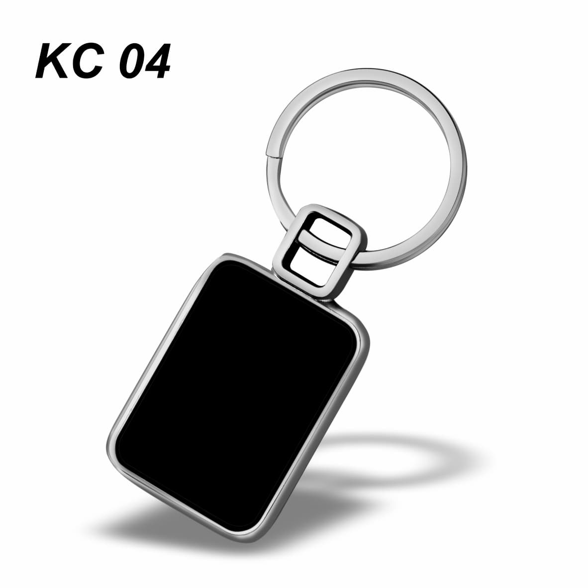 Rectangular Metal Keyring (Grey Insert) – custom branded key ring