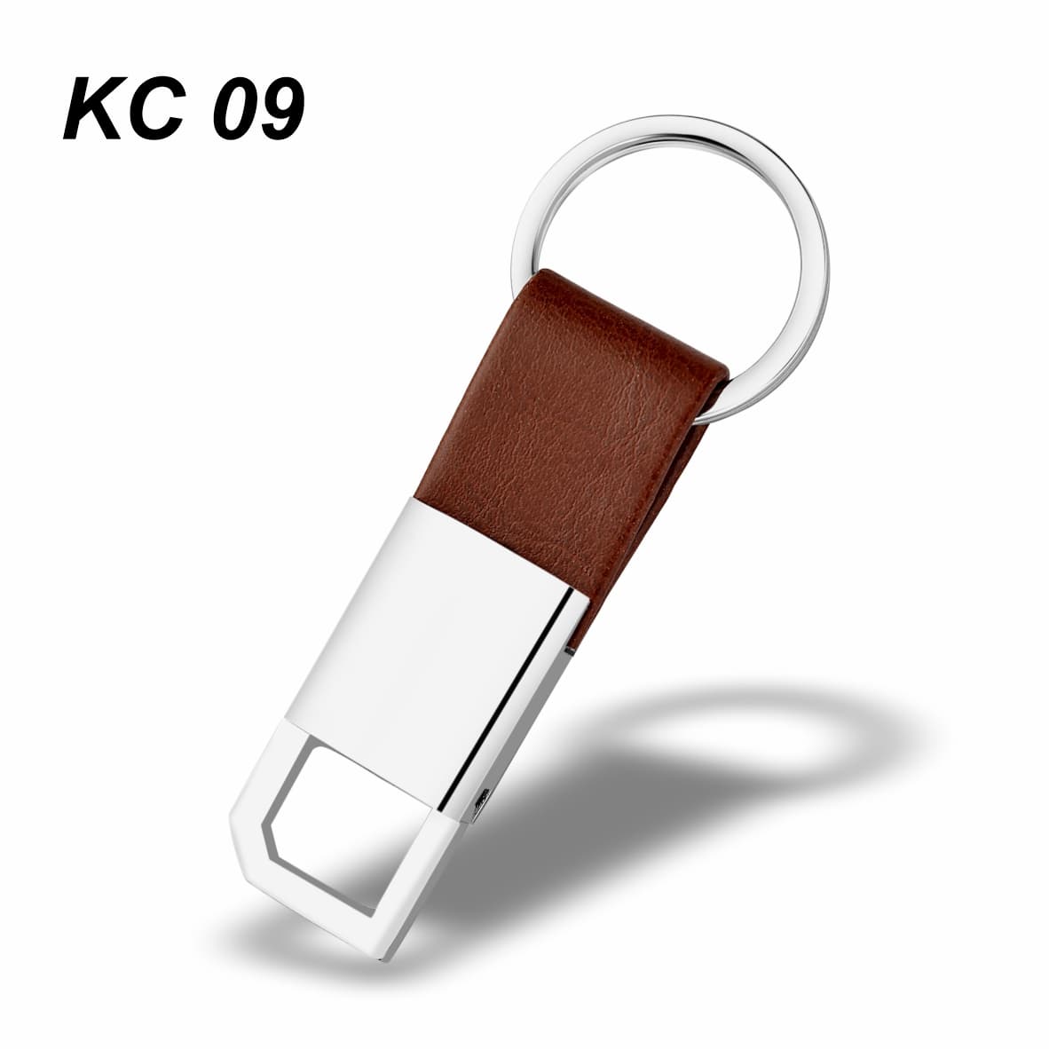 Leather Strap Metal Keyring (Brown) – custom branded key ring