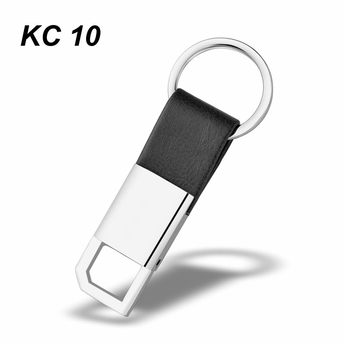 Leather Strap Metal Keyring (Black) – custom branded key ring