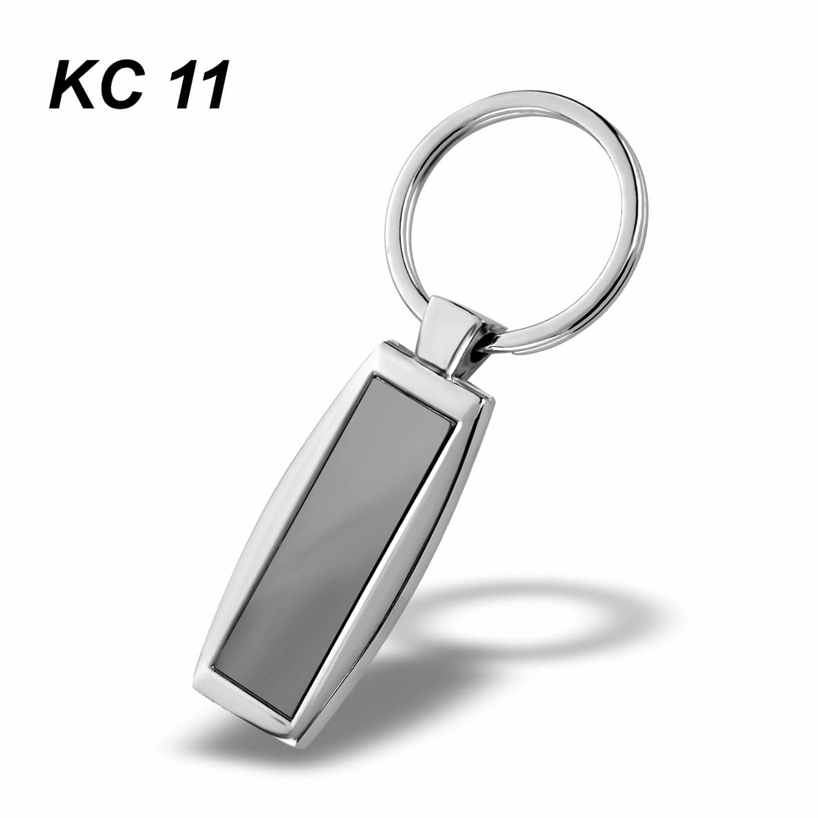 Rectangular Metal Keyring (Chrome Finish) – custom branded key ring
