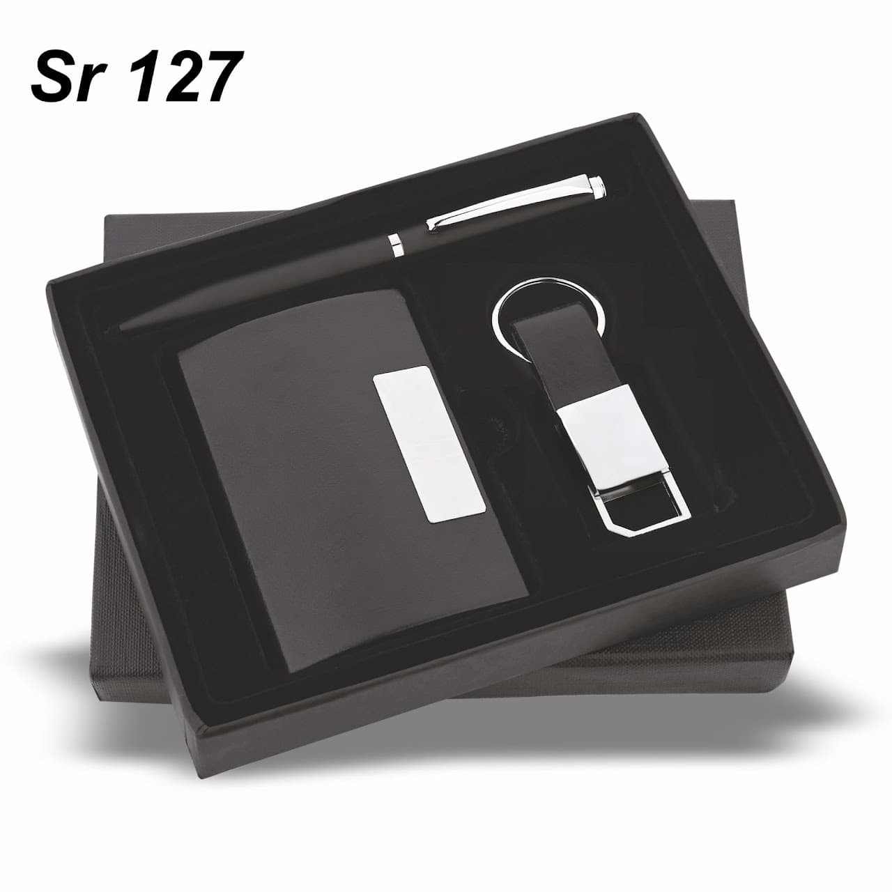 Gift Set – Executive Leather – 3-in-1 (Pen + Keyring + Card Holder) – custom branded combo sets