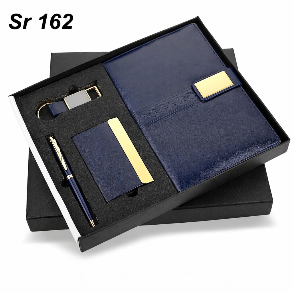 Gift Set – Blue Saffire Executive – 4-in-1 (A5 Diary + Pen + Keyring + Card Holder) – custom branded combo sets