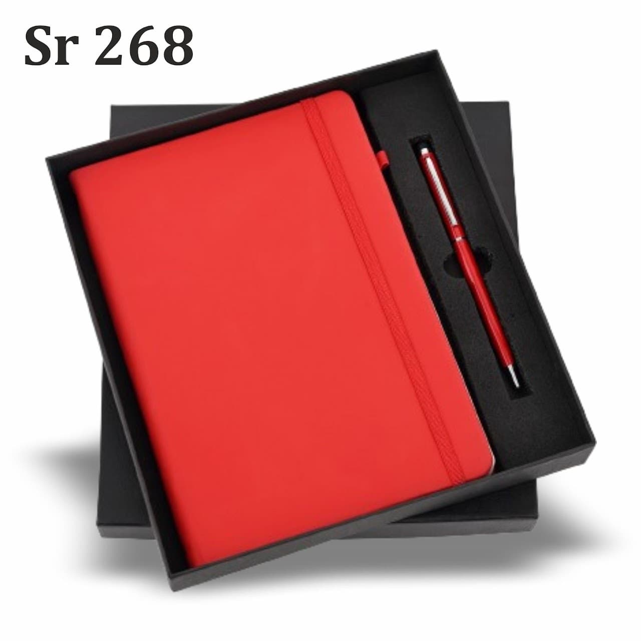 Gift Set – Elastic Diary Red – 2-in-1 (A5 Diary + Pen) – custom branded combo sets