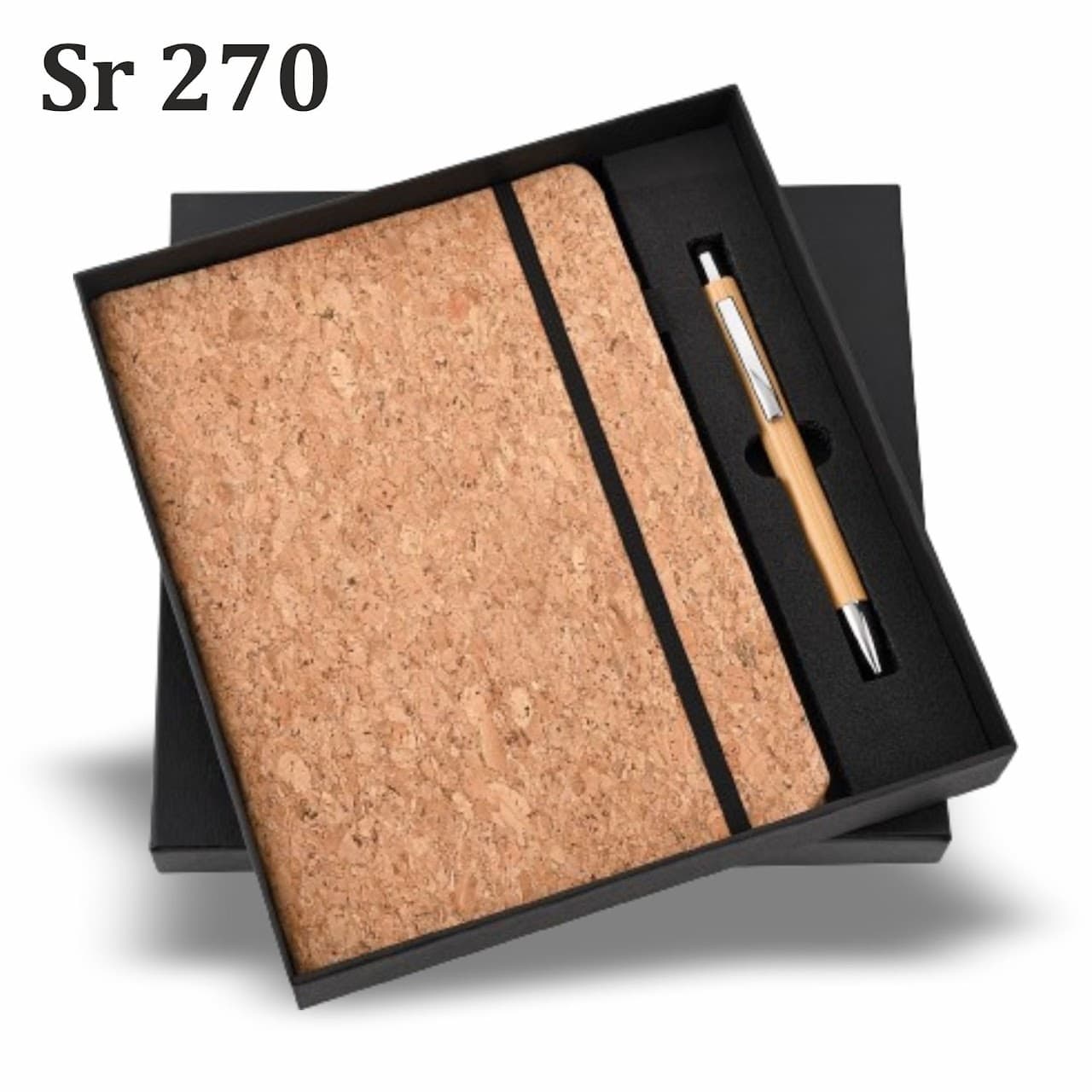 Gift Set – Cork Elastic Diary – 2-in-1 (A5 Diary + Pen) – custom branded combo sets