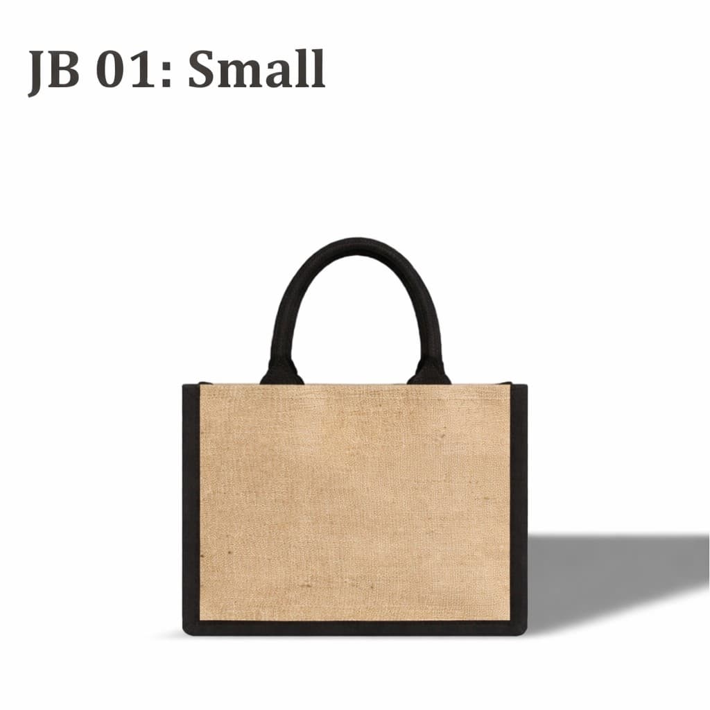 JB 01 - Zipper Jute Bag – Small - 18 × 26 × 10 cm (7 × 10 × 4 in) – custom branded bags