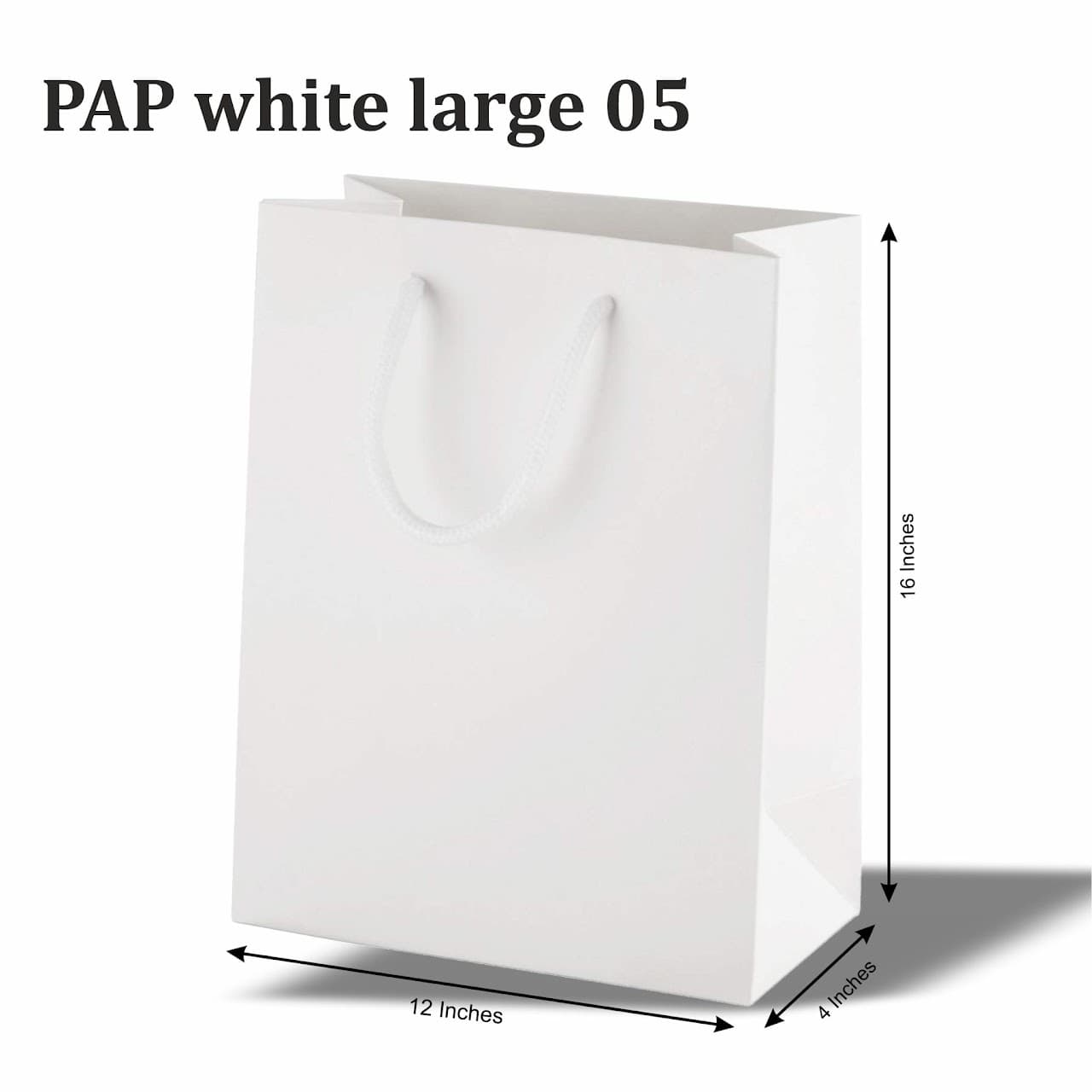 White Paper Bag – Large - 16 × 12 × 4 in – custom branded bags