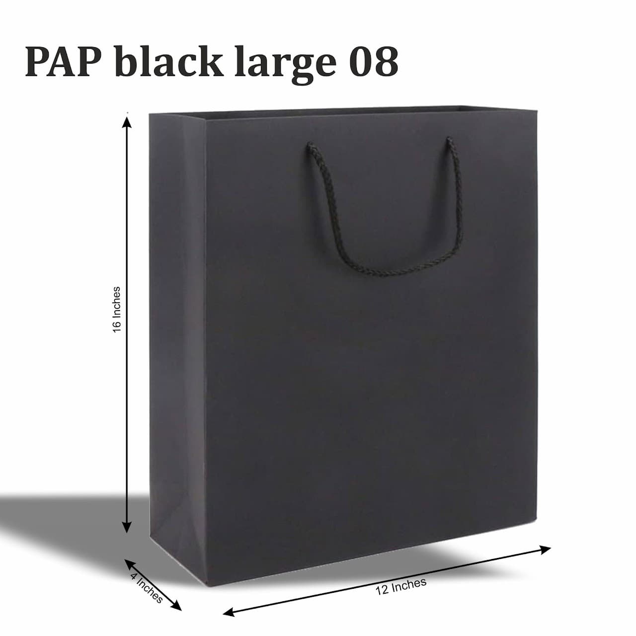 Black Paper Bag – Large - 16 × 12 × 4 in – custom branded bags