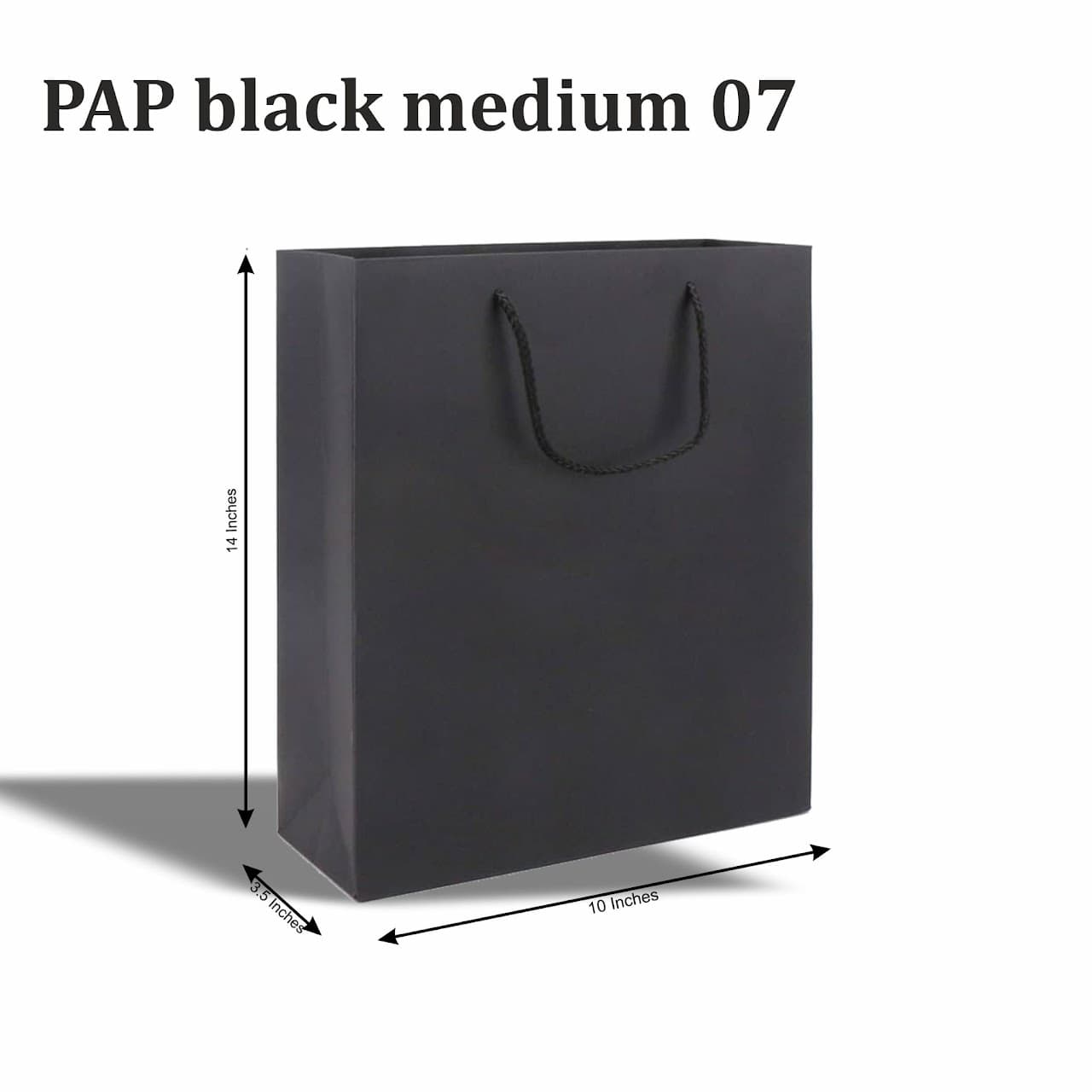 PAP Medium 07 - Black Paper Bag – Medium - 14 × 10 × 3.5 in – custom branded bags