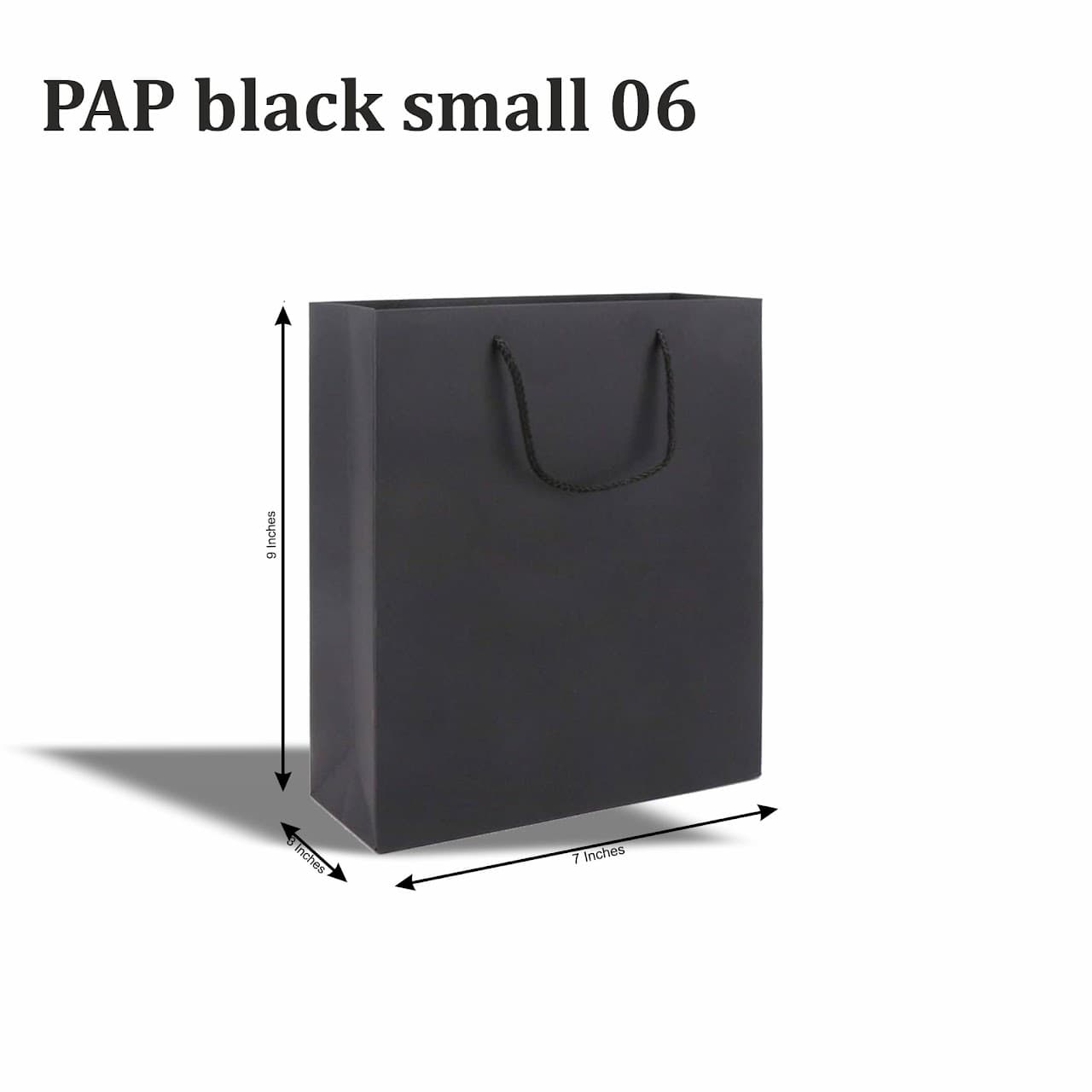Black Paper Bag – Small - 9 × 7 × 3 in – custom branded bags